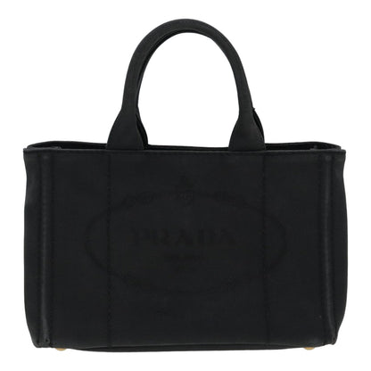 PRADA Canapa PM Hand Bag Canvas Black Auth yk13957