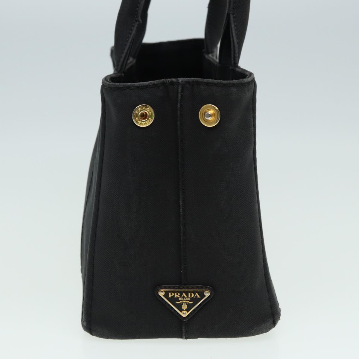 PRADA Canapa PM Hand Bag Canvas Black Auth yk13957