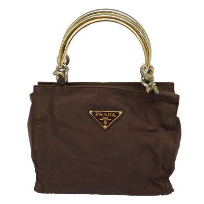 PRADA Hand Bag Nylon Brown Auth yk13959