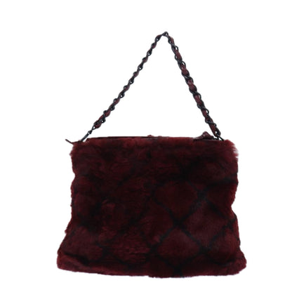 Chanel COCO Mark Chain Hand Bag Canvas Wine Red CC Auth ykA