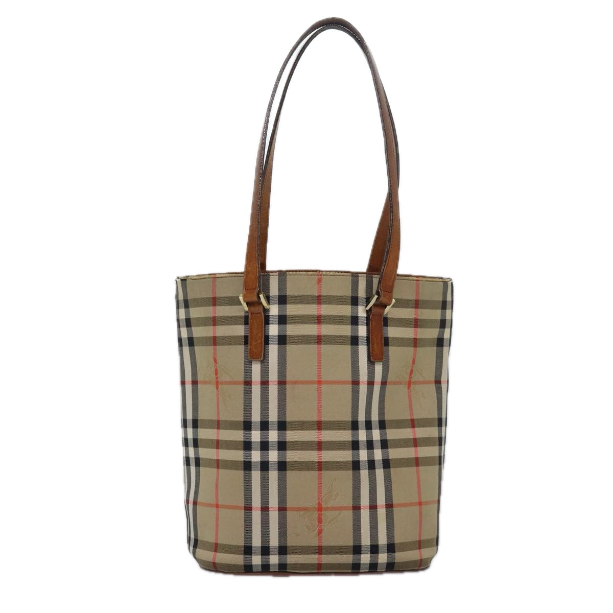 BURBERRY Nova Check Tote Bag Canvas Beige Auth yk13983