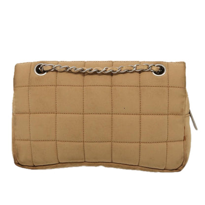 Chanel Choco Bar  Turn Lock ChainShoulder Bag Canvas Brown CC Auth yk