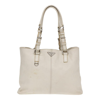 PRADA Tote Bag Leather 2way White Auth yk14111