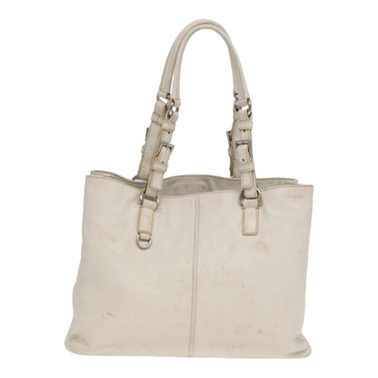 PRADA Tote Bag Leather 2way White Auth yk14111