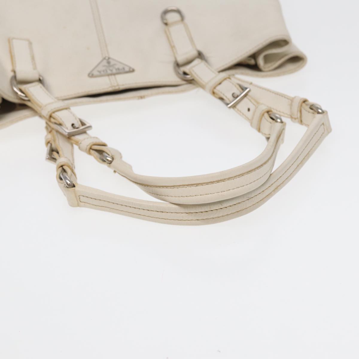 PRADA Tote Bag Leather 2way White Auth yk14111