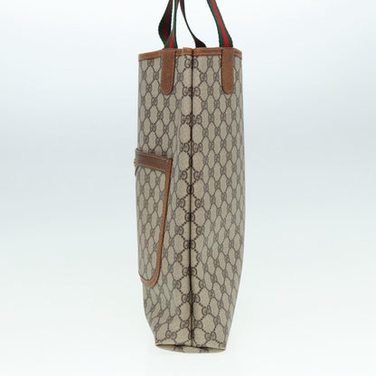 GUCCI GG Supreme Web Sherry Line Tote Bag PVC Beige Red 39 002 4487 Auth yk14141