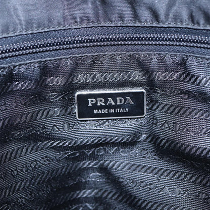 PRADA Tote Bag Nylon Black Silver Auth yk14228