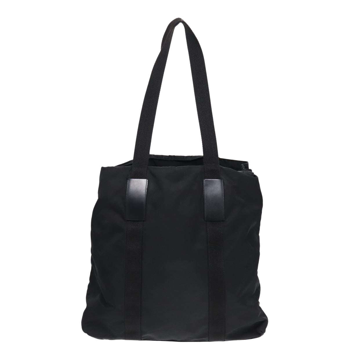 PRADA Tote Bag Nylon Black Silver Auth yk14228