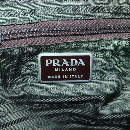 PRADA Backpack Nylon Khaki Brown Silver Auth yk14283