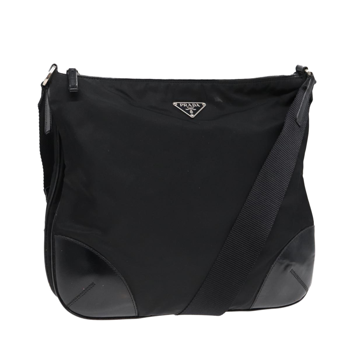 PRADA Shoulder Bag Nylon Black Silver Auth yk14370