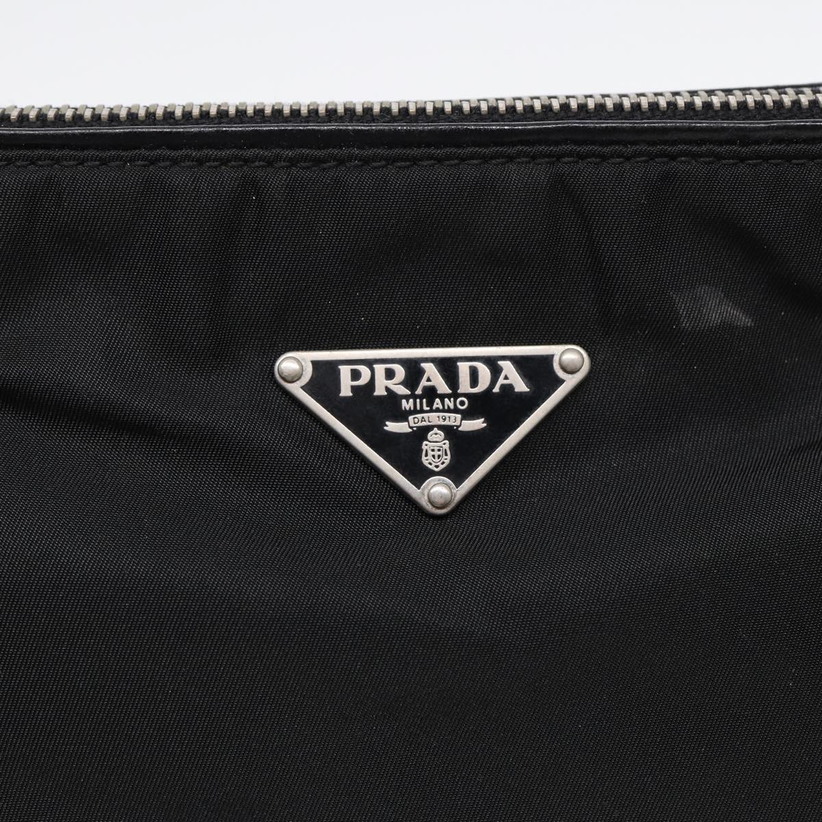 PRADA Shoulder Bag Nylon Black Silver Auth yk14370