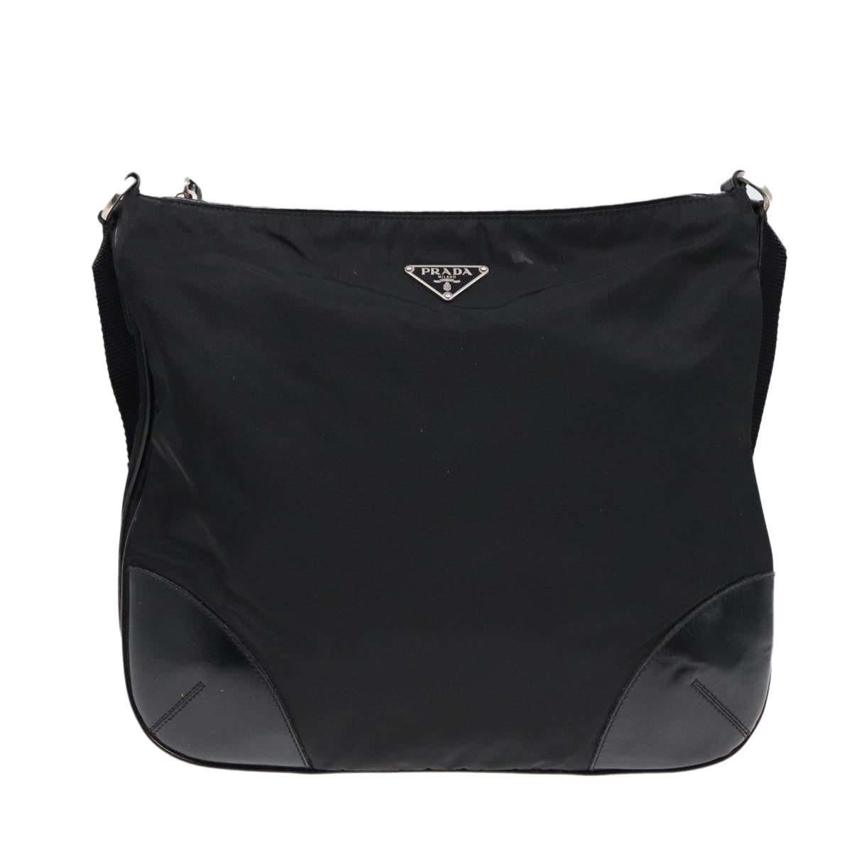 PRADA Shoulder Bag Nylon Black Silver Auth yk14370