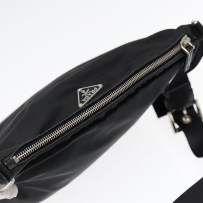 PRADA Shoulder Bag Nylon Black Silver Auth yk14370