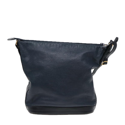 GUCCI Shoulder Bag Leather Navy Gold 001 090 0729 Auth yk14384