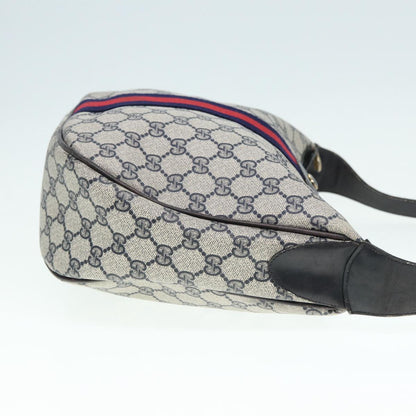 GUCCI GG Supreme Web Sherry Line Shoulder Bag PVC Leather Navy Auth yk14395