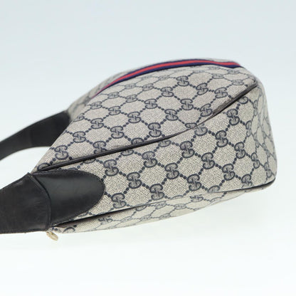 GUCCI GG Supreme Web Sherry Line Shoulder Bag PVC Leather Navy Auth yk14395