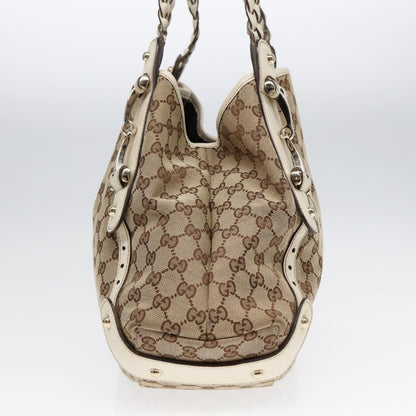 GUCCI GG Canvas Horsebit Tote Bag Beige Silver 137621 Auth yk14424