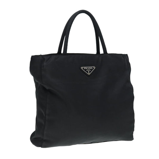 PRADA Hand Bag Nylon Black Silver Auth yk14426