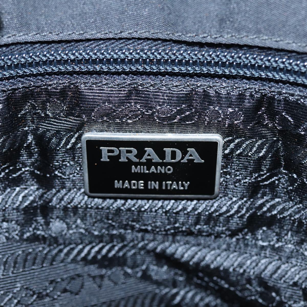 PRADA Hand Bag Nylon Black Silver Auth yk14426