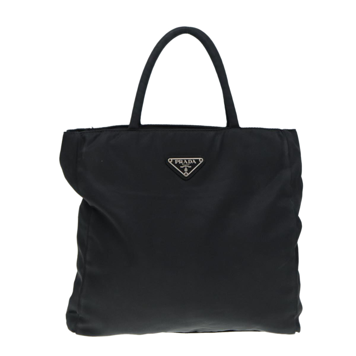 PRADA Hand Bag Nylon Black Silver Auth yk14426