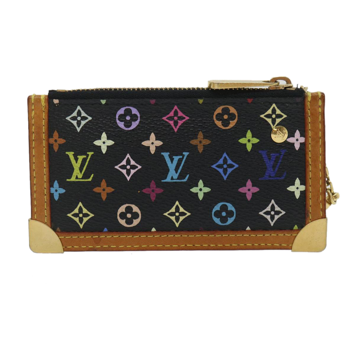 LOUIS VUITTON Monogram Multicolor Pochette Cles Coin Purse Black M92654 yk4243