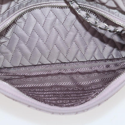 Prada Chain Shoulder Bag Quilted Nylon Purple  yk4614