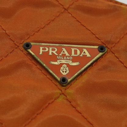 Prada Quilted Chain Shoulder Bag Nylon Orange  yk5414