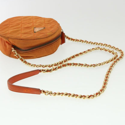 Prada Quilted Chain Shoulder Bag Nylon Orange  yk5414