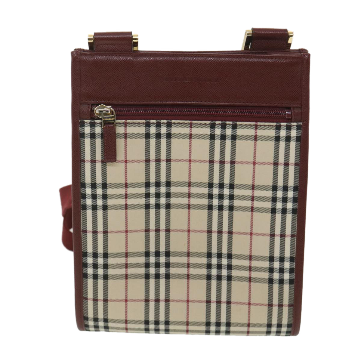 Burberry Nova Check Shoulder Bag Canvas Beige Wine Red black Auth yk5688