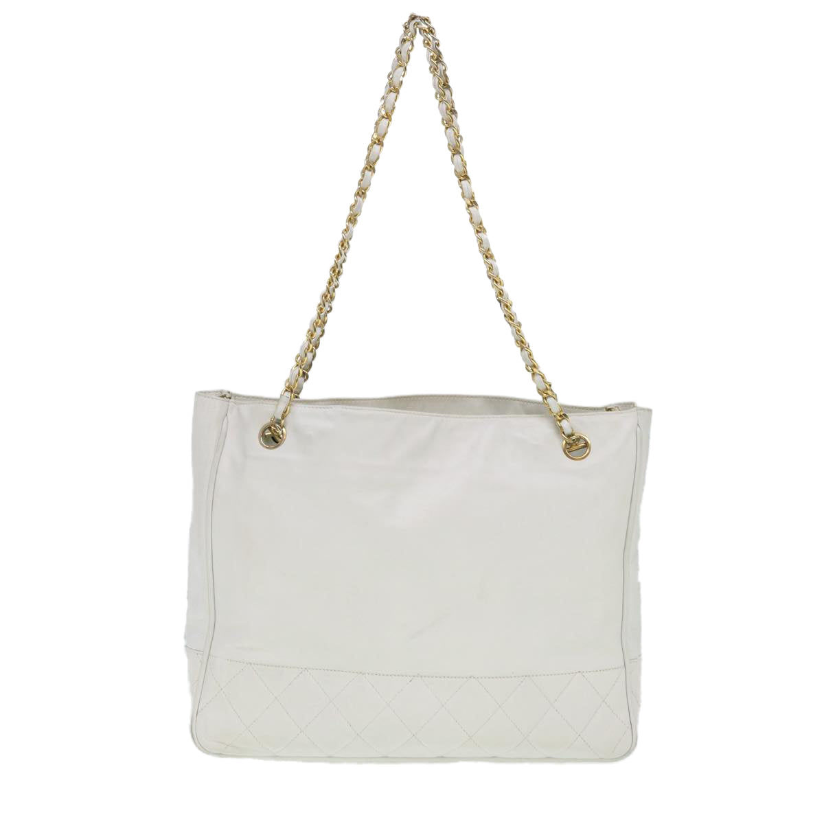 Chanel Chain Shoulder Bag Lamb Skin White CC Auth yk