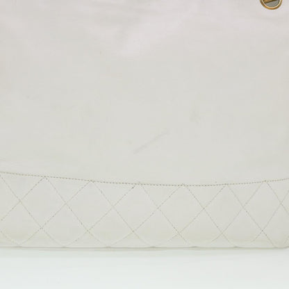 Chanel Chain Shoulder Bag Lamb Skin White CC Auth yk