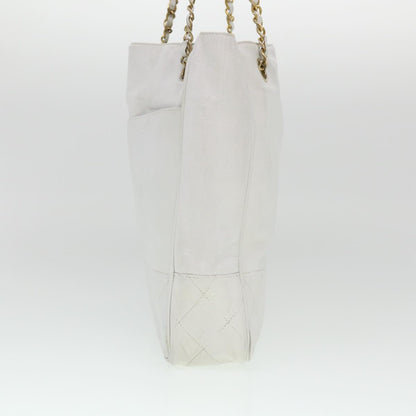 Chanel Chain Shoulder Bag Lamb Skin White CC Auth yk