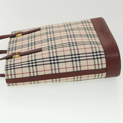 Burberry Nova Check Tote Bag Nylon Beige Auth yk6343