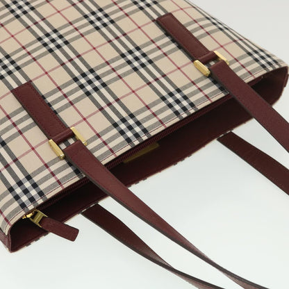 Burberry Nova Check Tote Bag Nylon Beige Auth yk6343