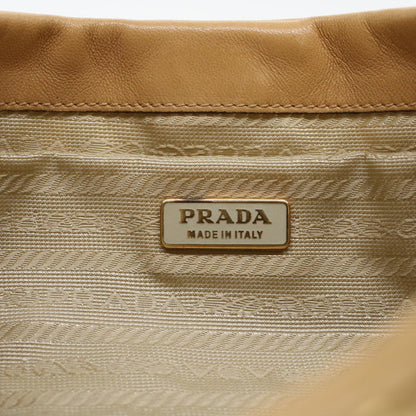 Prada Punching Shoulder Bag Leather Beige  yk6935