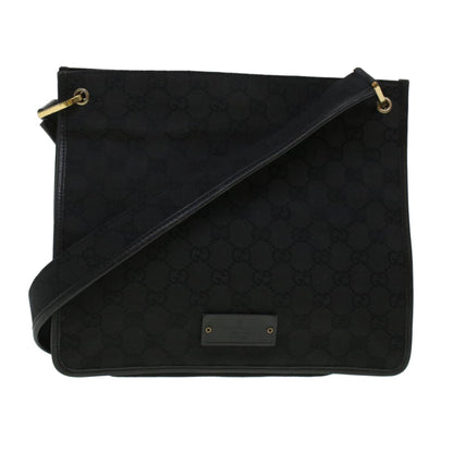 GUCCI GG Canvas Shoulder Bag Black 91762  yk7260
