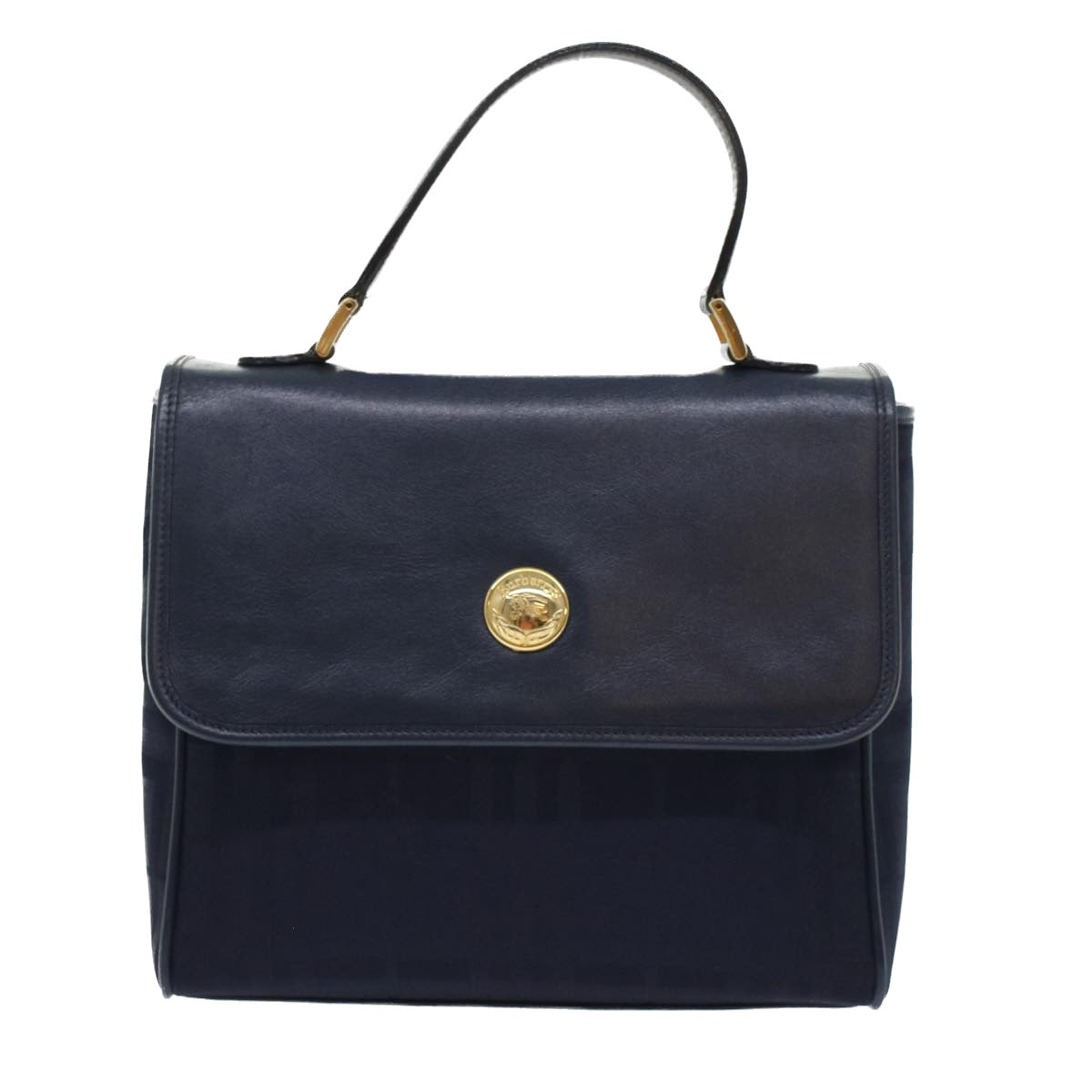 BurberrySs Nova Check Hand Bag Nylon Leather Blue Auth yk7428
