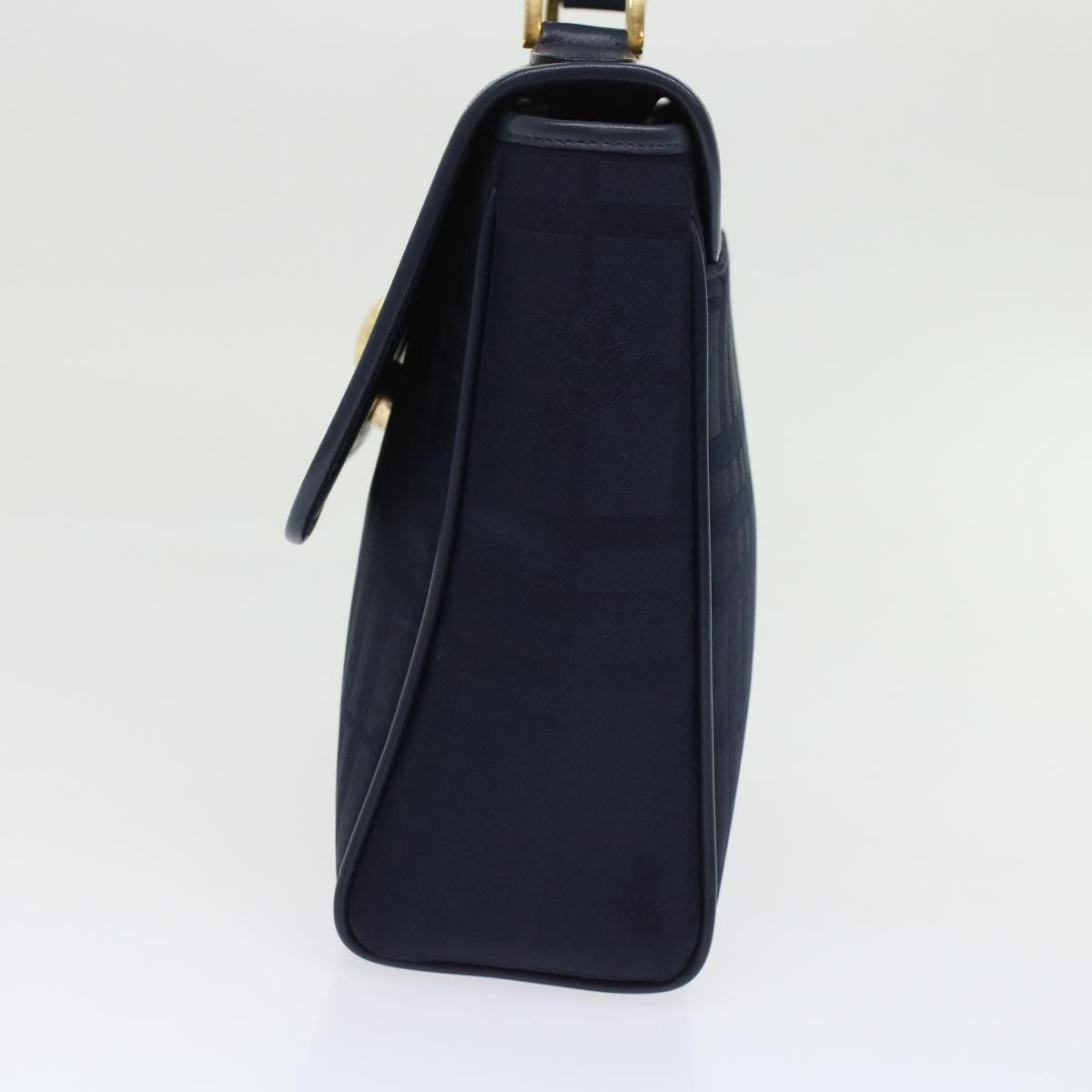 BurberrySs Nova Check Hand Bag Nylon Leather Blue Auth yk7428