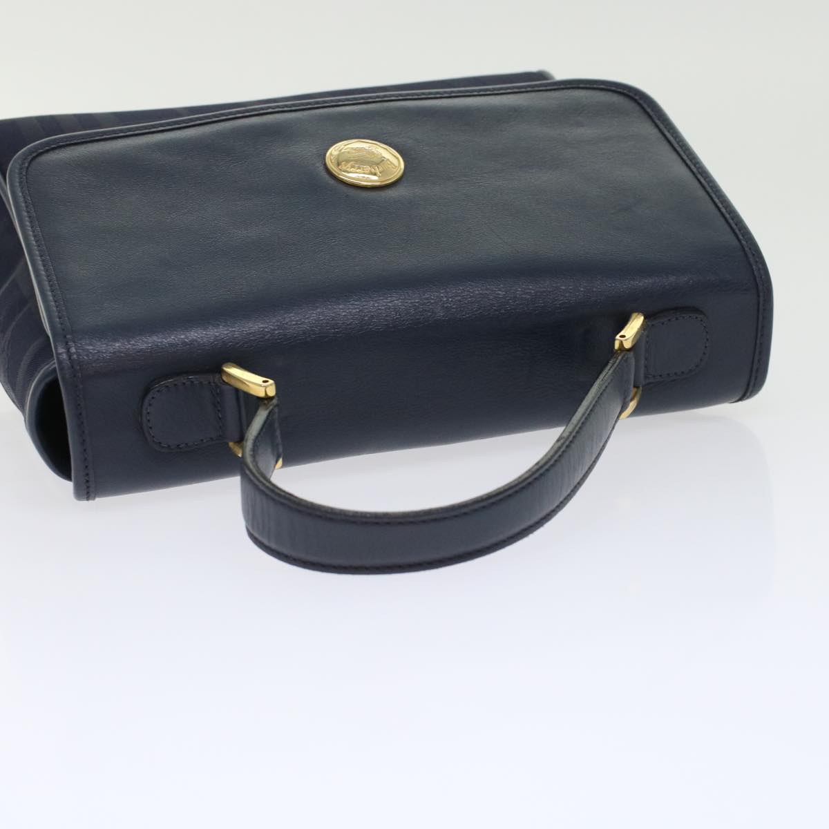 BurberrySs Nova Check Hand Bag Nylon Leather Blue Auth yk7428
