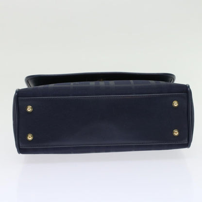 BurberrySs Nova Check Hand Bag Nylon Leather Blue Auth yk7428