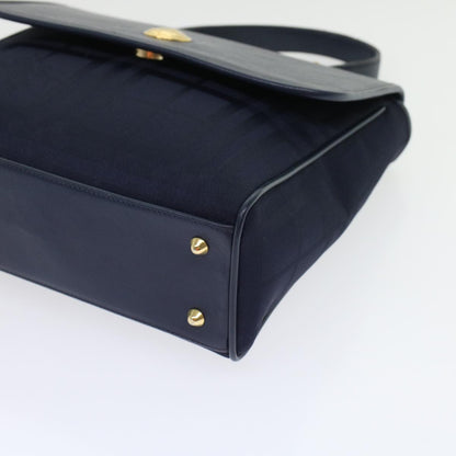 BurberrySs Nova Check Hand Bag Nylon Leather Blue Auth yk7428