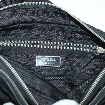 PRADA Shoulder Bag Nylon Leather Black Auth yk7476