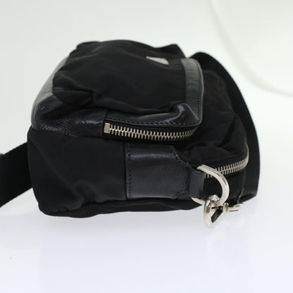 PRADA Shoulder Bag Nylon Leather Black Auth yk7476