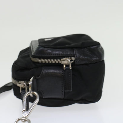 PRADA Shoulder Bag Nylon Leather Black Auth yk7476