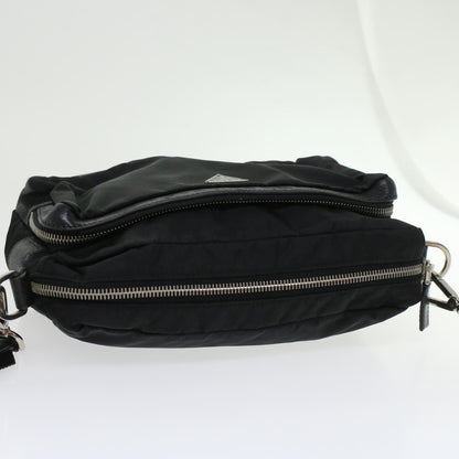 PRADA Shoulder Bag Nylon Leather Black Auth yk7476