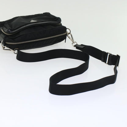 PRADA Shoulder Bag Nylon Leather Black Auth yk7476