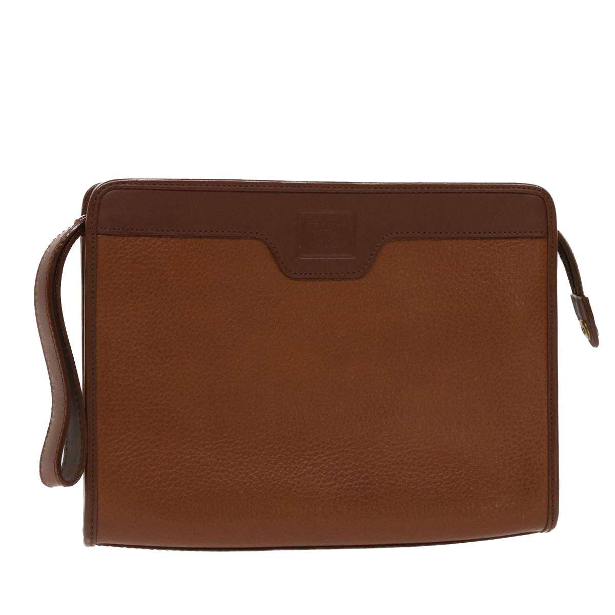 BURBERRY Clutch Bag Leather Brown Auth Yk7639