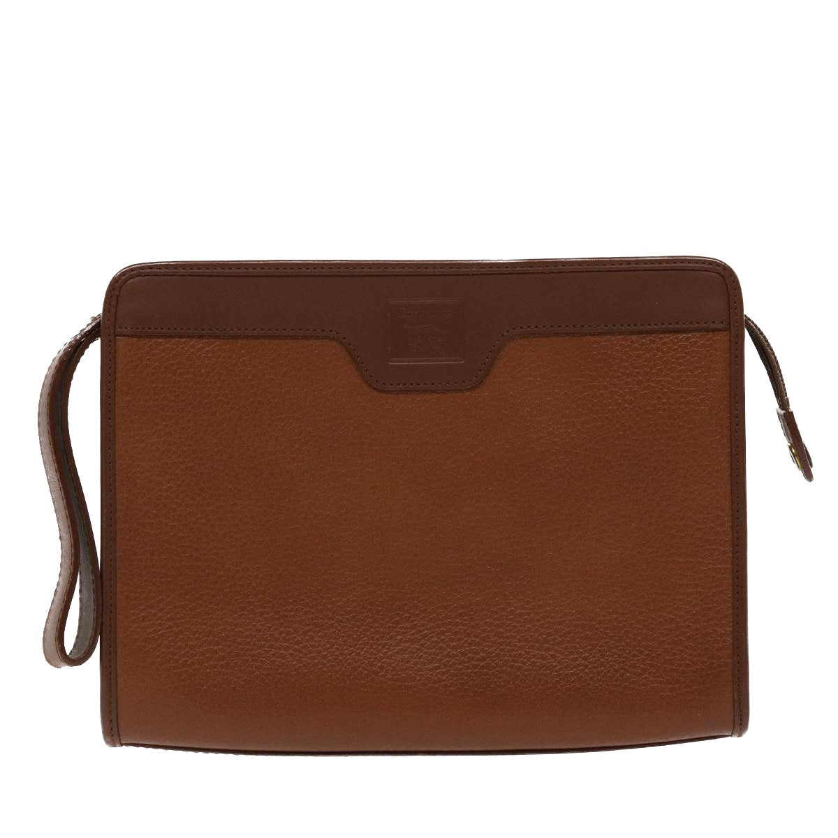 BURBERRY Clutch Bag Leather Brown Auth Yk7639