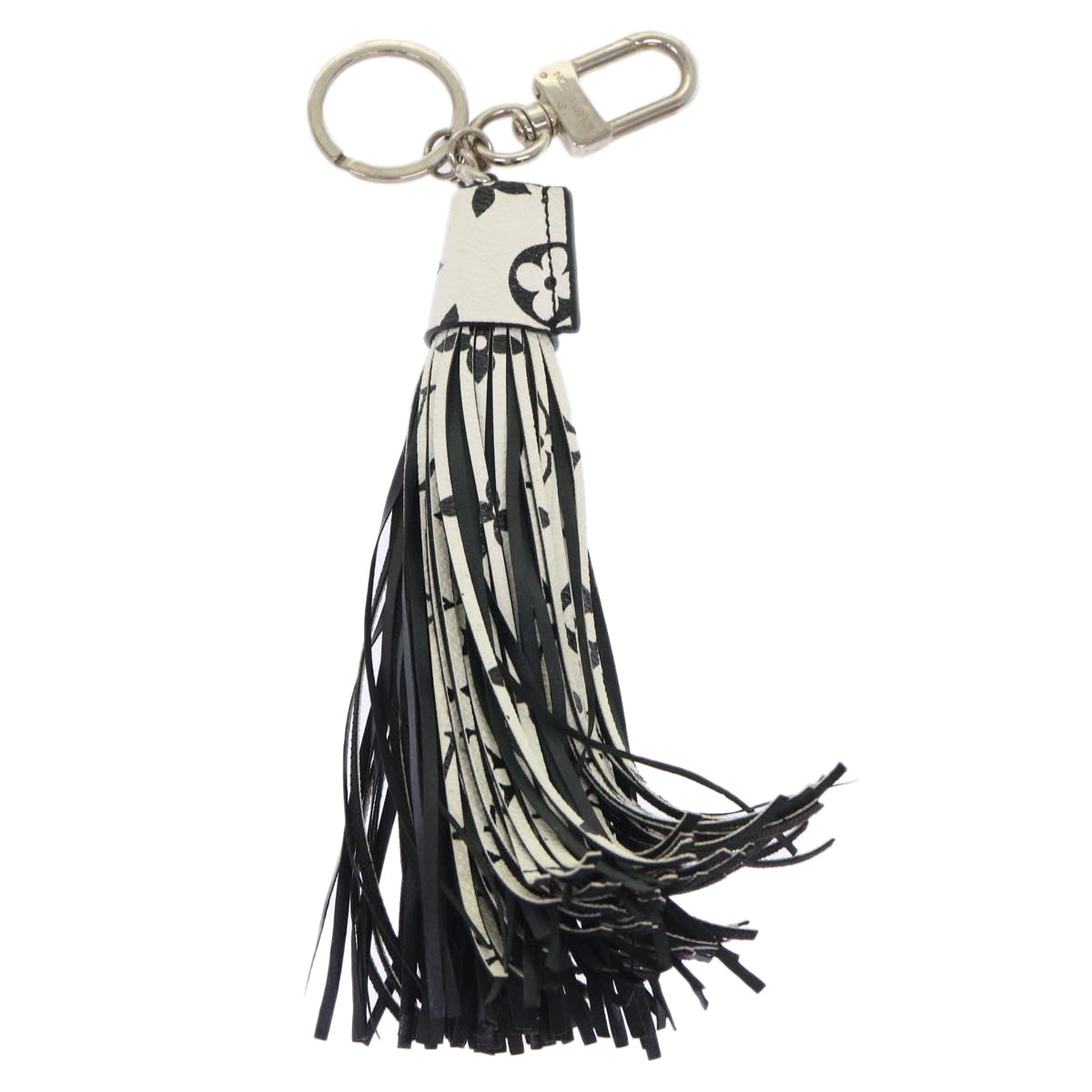 LOUIS VUITTON Monogram Tassel Key Ring Key Ring Black White MP1769 Auth yk7764