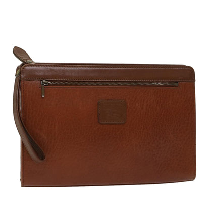 BurberrySs Clutch Bag Leather Brown Auth yk7778